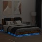 vidaXL Bettgestell mit Kopfteil & LED-Leuchten Räuchereiche 140x200 cm vidaXL Bettgestell mit Kopfteil & LED-Leuchten Räuchereiche 140x200 cm