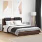 vidaXL Bettgestell mit Kopfteil und LED-Leuchten Braun Eiche 120x200cm vidaXL Bettgestell mit Kopfteil und LED-Leuchten Braun Eiche 120x200cm