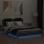 vidaXL Bettgestell mit Kopfteil und LED-Leuchten Braun Eiche 120x200cm vidaXL Bettgestell mit Kopfteil und LED-Leuchten Braun Eiche 120x200cm