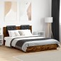 vidaXL Bettgestell mit Kopfteil & LED-Leuchten Räuchereiche 120x200 cm vidaXL Bettgestell mit Kopfteil & LED-Leuchten Räuchereiche 120x200 cm