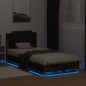 vidaXL Bettgestell mit Kopfteil & LED-Leuchten Räuchereiche 100x200 cm vidaXL Bettgestell mit Kopfteil & LED-Leuchten Räuchereiche 100x200 cm