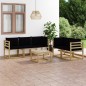 6-tlg. Garten-Lounge-Set mit Schwarzen Kissen 6-tlg. Garten-Lounge-Set mit Schwarzen Kissen