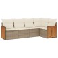 vidaXL 5-tlg. Garten-Sofagarnitur mit Kissen Beige Poly Rattan vidaXL 5-tlg. Garten-Sofagarnitur mit Kissen Beige Poly Rattan