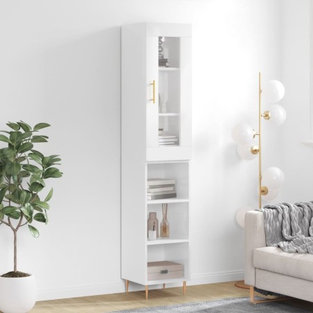 vidaXL Highboard Hochglanz-Weiß 34,5x34x180 cm Holzwerkstoff