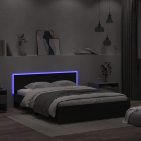vidaXL Bettgestell mit Kopfteil und LED-Beleuchtung Schwarz 160x200 cm