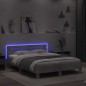 vidaXL Bettgestell mit Kopfteil LED-Beleuchtung Betongrau 140x190 cm vidaXL Bettgestell mit Kopfteil LED-Beleuchtung Betongrau 140x190 cm