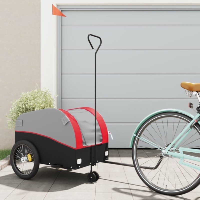 vidaXL Fahrradanhänger Schwarz und Rot 45 kg Eisen vidaXL Fahrradanhänger Schwarz und Rot 45 kg Eisen