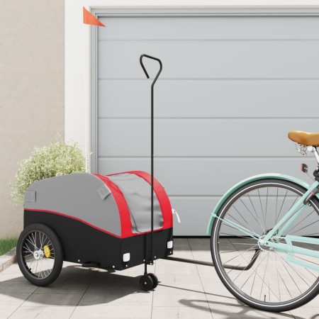 vidaXL Fahrradanhänger Schwarz und Rot 45 kg Eisen