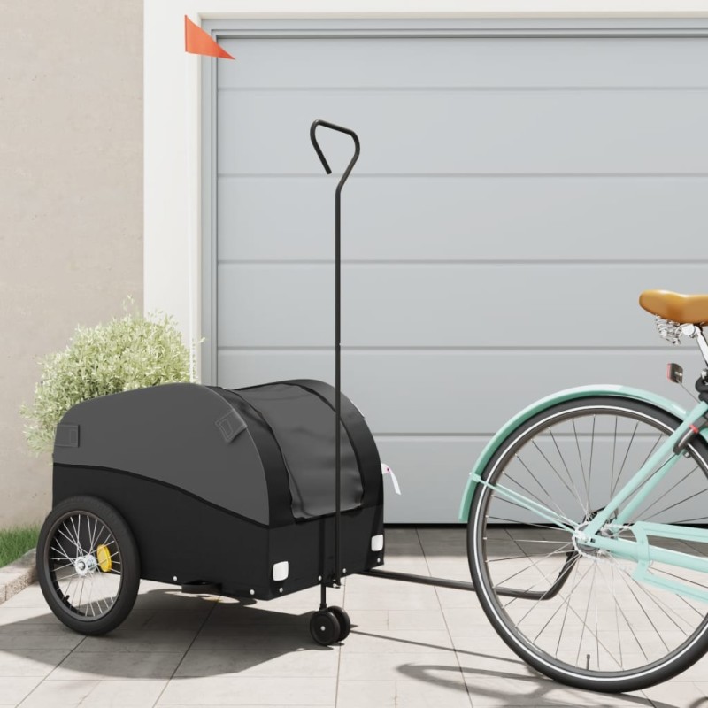vidaXL Fahrradanhänger Schwarz 45 kg Eisen vidaXL Fahrradanhänger Schwarz 45 kg Eisen