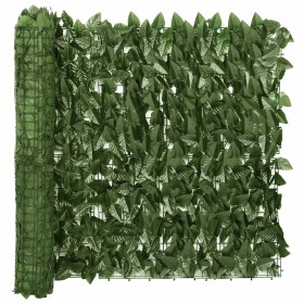 vidaXL Balkon-Sichtschutz mit Dunkelgrünen Blättern 600x75 cm
