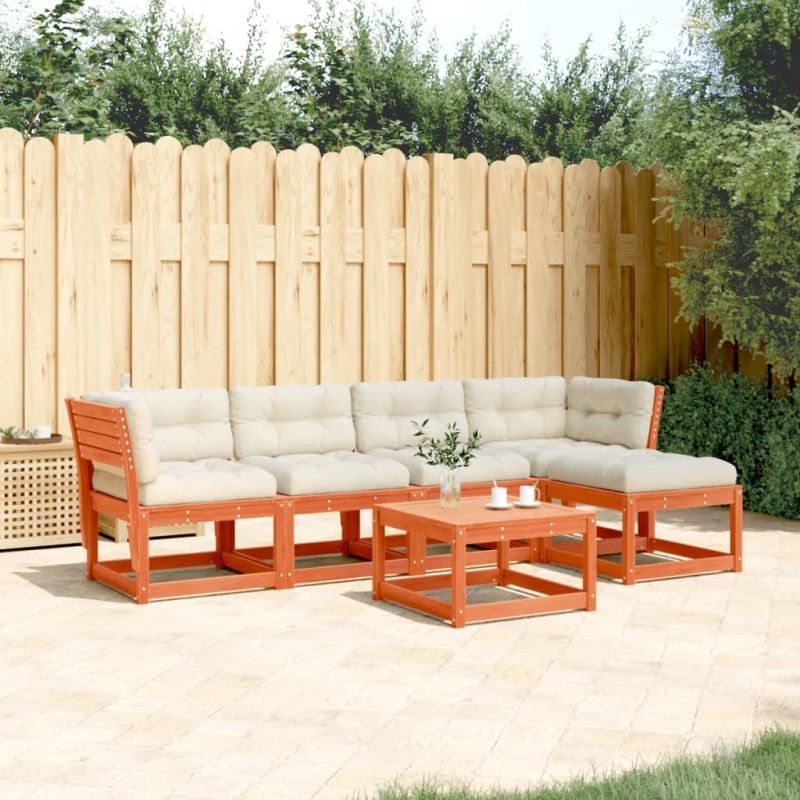 vidaXL 5-tlg. Garten-Sofagarnitur mit Kissen Wachsbraun Kiefernholz vidaXL 5-tlg. Garten-Sofagarnitur mit Kissen Wachsbraun Kiefernholz