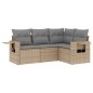 vidaXL 4-tlg. Garten-Sofagarnitur mit Kissen Beige Poly Rattan vidaXL 4-tlg. Garten-Sofagarnitur mit Kissen Beige Poly Rattan