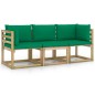vidaXL 3-Sitzer-Gartensofa mit Grünen Kissen vidaXL 3-Sitzer-Gartensofa mit Grünen Kissen