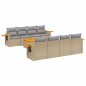 vidaXL 9-tlg. Garten-Sofagarnitur mit Kissen Beige Poly Rattan