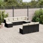 vidaXL 10-tlg. Garten-Sofagarnitur mit Kissen Schwarz Poly Rattan vidaXL 10-tlg. Garten-Sofagarnitur mit Kissen Schwarz Poly Rattan