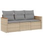 vidaXL 3-tlg. Garten-Sofagarnitur mit Kissen Beige Poly Rattan vidaXL 3-tlg. Garten-Sofagarnitur mit Kissen Beige Poly Rattan