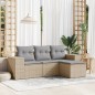 vidaXL 4-tlg. Garten-Sofagarnitur mit Kissen Beige Poly Rattan vidaXL 4-tlg. Garten-Sofagarnitur mit Kissen Beige Poly Rattan