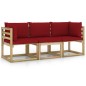 3-Sitzer-Gartensofa mit Weinroten Kissen 3-Sitzer-Gartensofa mit Weinroten Kissen