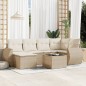 vidaXL 7-tlg. Garten-Sofagarnitur mit Kissen Beige Poly Rattan vidaXL 7-tlg. Garten-Sofagarnitur mit Kissen Beige Poly Rattan