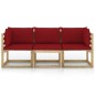 3-Sitzer-Gartensofa mit Weinroten Kissen 3-Sitzer-Gartensofa mit Weinroten Kissen