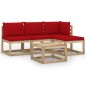 5-tlg. Garten-Lounge-Set mit Roten Kissen 5-tlg. Garten-Lounge-Set mit Roten Kissen