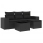 vidaXL 5-tlg. Garten-Sofagarnitur mit Kissen Schwarz Poly Rattan vidaXL 5-tlg. Garten-Sofagarnitur mit Kissen Schwarz Poly Rattan