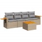 vidaXL 5-tlg. Garten-Sofagarnitur mit Kissen Beige Poly Rattan vidaXL 5-tlg. Garten-Sofagarnitur mit Kissen Beige Poly Rattan