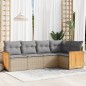 vidaXL 5-tlg. Garten-Sofagarnitur mit Kissen Beige Poly Rattan vidaXL 5-tlg. Garten-Sofagarnitur mit Kissen Beige Poly Rattan