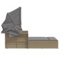 vidaXL Doppel-Sonnenliege mit Dach und Auflagen Beige Poly Rattan vidaXL Doppel-Sonnenliege mit Dach und Auflagen Beige Poly Rattan