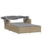 vidaXL Doppel-Sonnenliege mit Dach und Auflagen Beige Poly Rattan vidaXL Doppel-Sonnenliege mit Dach und Auflagen Beige Poly Rattan