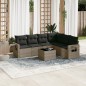 vidaXL 7-tlg. Garten-Sofagarnitur mit Kissen Grau Poly Rattan vidaXL 7-tlg. Garten-Sofagarnitur mit Kissen Grau Poly Rattan