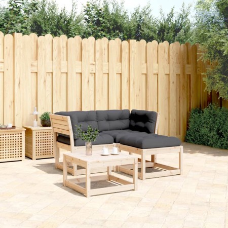 vidaXL 3-tlg. Garten-Sofagarnitur mit Kissen Massivholz Kiefer