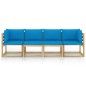 Gartensofa 4-Sitzer mit Kissen in Hellblau Gartensofa 4-Sitzer mit Kissen in Hellblau