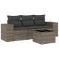 vidaXL 4-tlg. Garten-Sofagarnitur mit Kissen Grau Poly Rattan vidaXL 4-tlg. Garten-Sofagarnitur mit Kissen Grau Poly Rattan