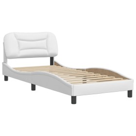 vidaXL Bettgestell mit Kopfteil Weiß 90x190 cm Kunstleder