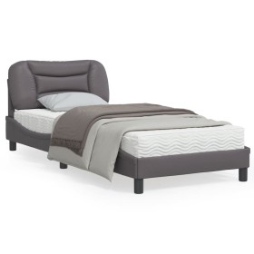 vidaXL Bettgestell mit Kopfteil Grau 90x200 cm Kunstleder