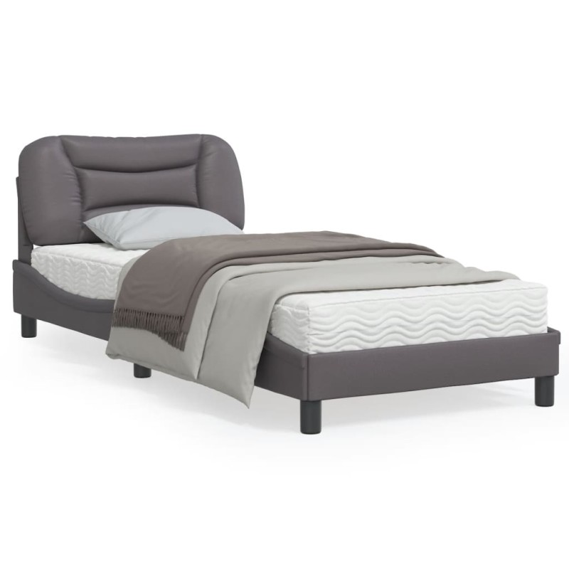 vidaXL Bettgestell mit Kopfteil Grau 90x200 cm Kunstleder vidaXL Bettgestell mit Kopfteil Grau 90x200 cm Kunstleder