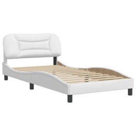 vidaXL Bettgestell mit Kopfteil Weiß 100x200 cm Kunstleder