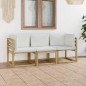 3-Sitzer-Gartensofa mit Creme Kissen 3-Sitzer-Gartensofa mit Creme Kissen