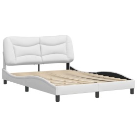 vidaXL Bettgestell mit Kopfteil Weiß 140x190 cm Kunstleder