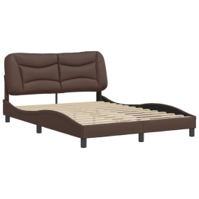 vidaXL Bettgestell mit Kopfteil Braun 140x200 cm Kunstleder
