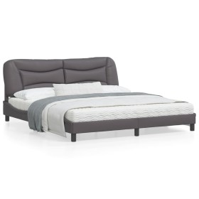vidaXL Bettgestell mit Kopfteil Grau 180x200 cm Kunstleder