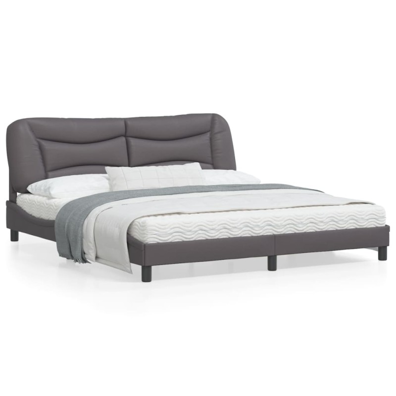 vidaXL Bettgestell mit Kopfteil Grau 180x200 cm Kunstleder vidaXL Bettgestell mit Kopfteil Grau 180x200 cm Kunstleder