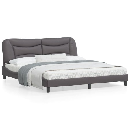 vidaXL Bettgestell mit Kopfteil Grau 180x200 cm Kunstleder