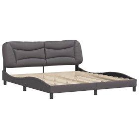 vidaXL Bettgestell mit Kopfteil Grau 180x200 cm Kunstleder