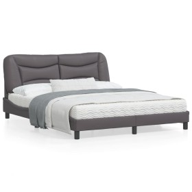 vidaXL Bettgestell mit Kopfteil Grau 160x200 cm Kunstleder