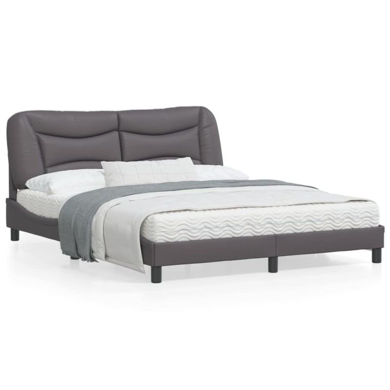 vidaXL Bettgestell mit Kopfteil Grau 160x200 cm Kunstleder vidaXL Bettgestell mit Kopfteil Grau 160x200 cm Kunstleder