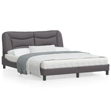 vidaXL Bettgestell mit Kopfteil Grau 160x200 cm Kunstleder