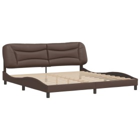 vidaXL Bettgestell mit Kopfteil Braun 200x200 cm Kunstleder