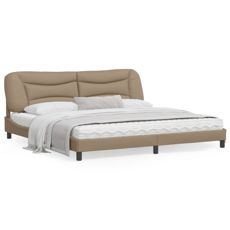 vidaXL Bettgestell mit Kopfteil Cappuccino-Braun 200x200 cm Kunstleder vidaXL Bettgestell mit Kopfteil Cappuccino-Braun 200x200 cm Kunstleder